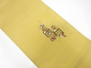 アンティーク　蘇州刺繍　蝶に花唐草模様袋帯（材料）
